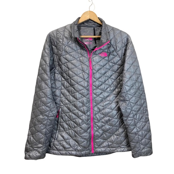 THE NORTH FACE Women's Size Large Gray Pink Jacket Full Zip Lightweight Comfy